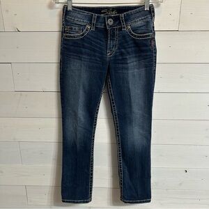 Silver Jeans Suki Capri Womens Size 25 Medium Wash Blue Denim Jeans Low Rise